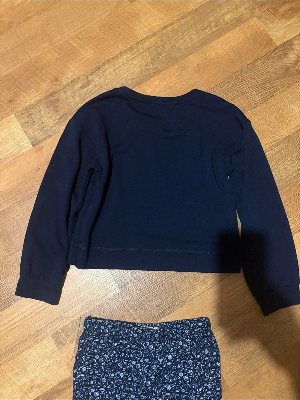 btween Navy Heart Top and Floral Pants Pajama Set